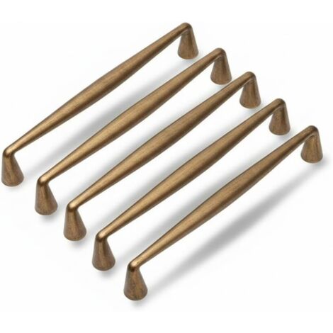Set mit 5 antiken Möbelgriffen aus massivem Messing — Vintage-Schubladengriffe aus Zinklegierung, geeignet für Küchen- und Schlafzimmerkommoden — Einfache Montage (140 mm / 5,51 Zoll)