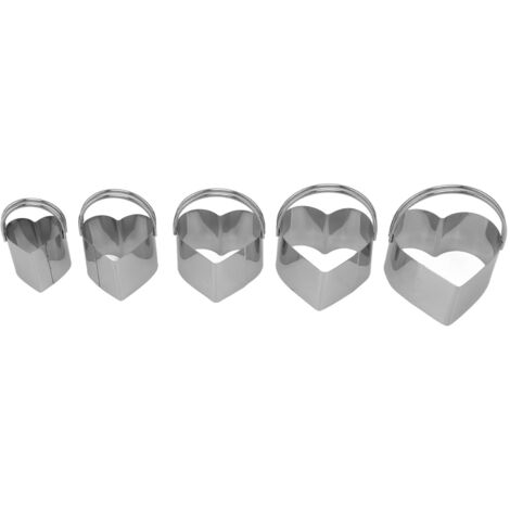 Set mit 5 Ausstechformen aus Edelstahl mit Griffen für Kekse und Gebäck – Valentinstagsherzen