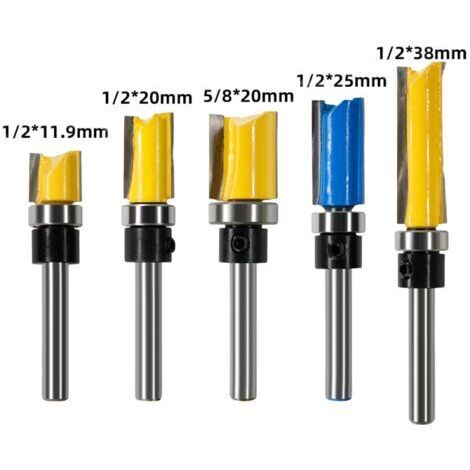 Set mit 5 Doppelnutfräsern mit 6,35 mm Schaft, kugelgelagerte Fräswerkzeuge für die Holzbearbeitung