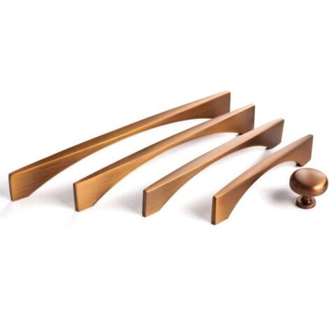 Set mit 5 einlochigen Küchenschubladengriffen, Griffe aus Zinklegierung, moderne braune Messingbeschläge für Badezimmerschränke und Kommoden