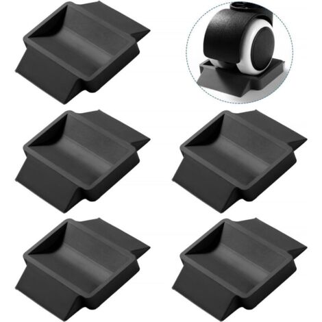 Set mit 5 Gummifüßen, Bodenschonern und Untersetzern für Rollwagen, schwarz