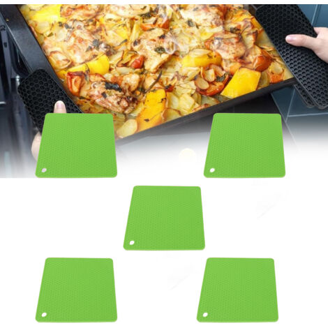 Set mit 5 hitzebeständigen Silikon-Antihaft-Untersetzern (18,5 cm) – Untersetzermatte, grün, Arbeitsplattenschutz