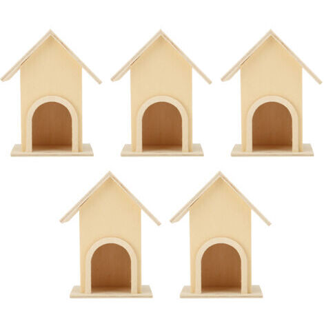 Set mit 5 hölzernen Vogelhäusern, einzigartige DIY-Vogelfutterhäuser, Dekorationen für Garten und Terrasse.