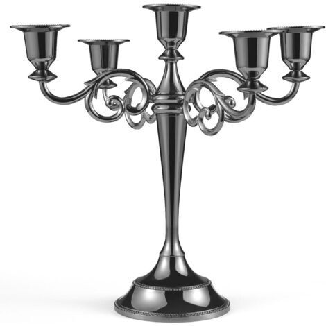 Set mit 5 Kerzenhaltern, 27 cm hoch, 2,2 cm Durchmesser, schwarz