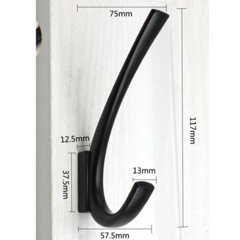 Set mit 5 mattschwarzen Wandhaken aus Zinklegierung für Garderobe, Wohnzimmer, Schlafzimmer, Badezimmer, als Schlüsselhalter oder originelle Garderobenleiste