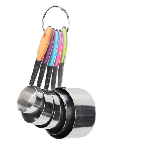 Set mit 5 Messbechern aus Edelstahl zum Backen und Kochen