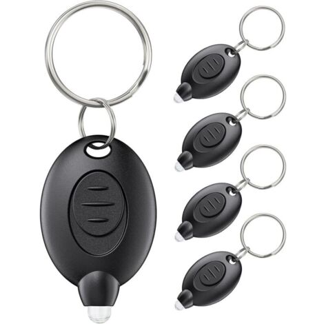 Set mit 5 Mini-LED-Schlüsselanhängerleuchten, 12 Lumen, tragbar, ultrahell, batteriebetrieben, Taschenlampe für Outdoor-Camping, Partys, Wandern und Notbeleuchtung, schwarzes Gehäuse