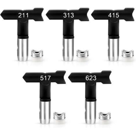 Set mit 5 reversiblen Hochdruck-Airless-Farbspritzdüsen für Haus, Garten und Terrasse (211, 313, 415, 517, 623)