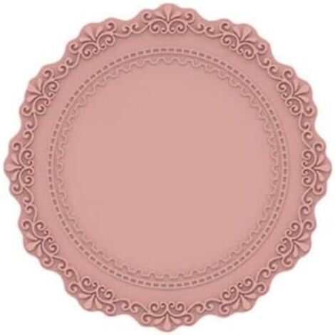 Set mit 5 runden Platzsets, 10 cm Durchmesser – Silikonspitze – Waschbar – Wasserfest – Rutschfest – Für Esstisch und Küche, Rosa