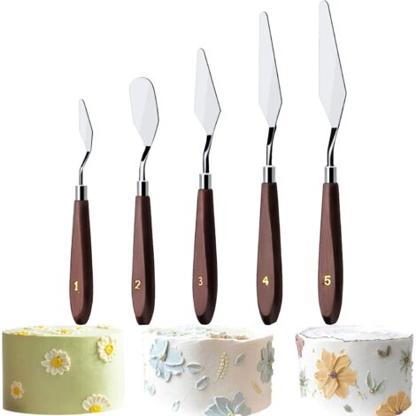 Set mit 5 Sahnespateln für die Gebäckherstellung – abgewinkelte Messer zum Tortendekorieren, präzise, flexibel & vielseitig
