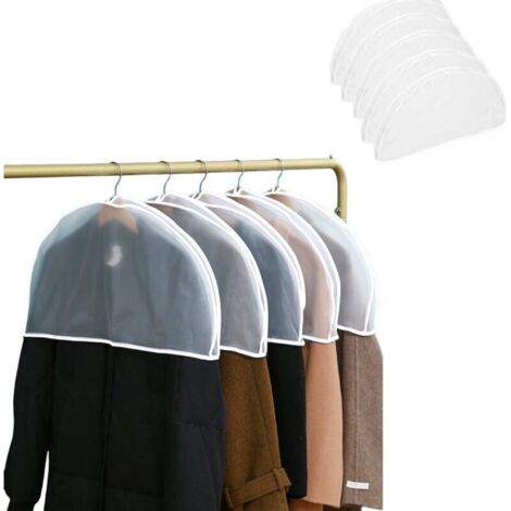 Set mit 5 Schulterüberzügen für Kleidung, Schutzhüllen für Kleidung, Staubschutzhüllen für Kleidung, Jacken, Kleider und Kleidungsstücke, 60x30cm (transparent)
