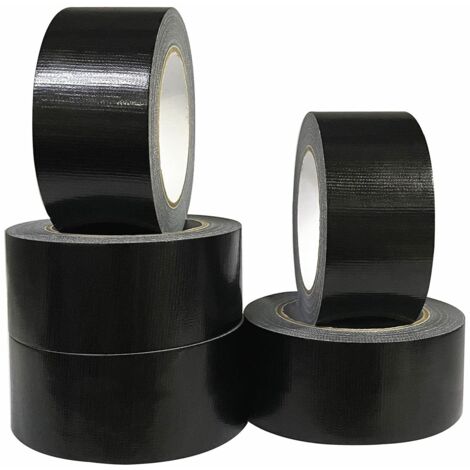 Set mit 5 schwarzen Gewebeklebebändern 220 Mikrometer x 50 mm x 20 m, schwarzes Gaffer-Klebeband, amerikanisches Klebeband zur Reparatur von Dichtungen, robustes Panzerband, breites, widerstandsfähige