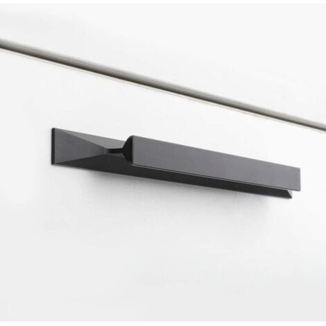 Set mit 5 schwarzen Küchengriffen, schwarzen Schubladengriffen, 160 mm Fingerkantengriffen aus Aluminiumlegierung, 160 mm Lochabstand