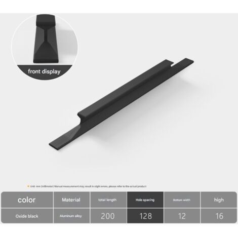 – Set mit 5 schwarzen Möbelgriffen aus Aluminiumlegierung – 128 mm Lochabstand – Matte Oberfläche – Inklusive 25-mm- und 57-mm-Schrauben