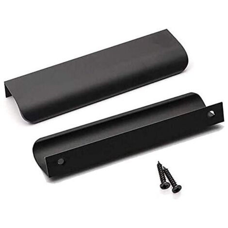Set mit 5 schwarzen Profilgriffen für Küchenschränke, Schwarz -128, schwarze Küchengriffe, Möbelgriffe aus mattschwarzer Aluminiumlegierung, Mittenabstand