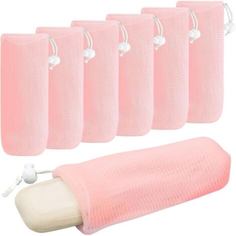 Set mit 5 Seifennetzen für Seifenstücke, Peelingseifen, Schaumseifen und zum Trocknen von Seife in der Dusche