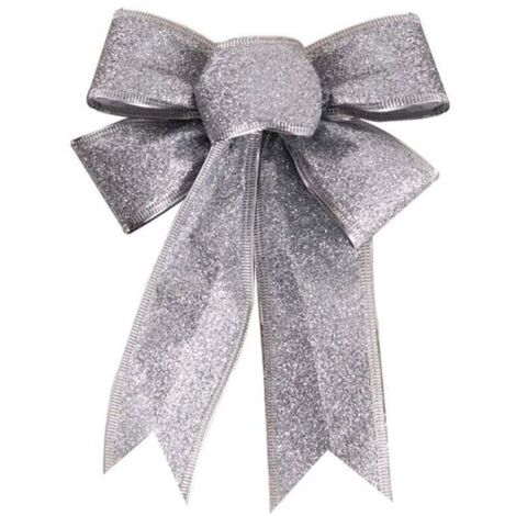 Set mit 5 weihnachtlichen Paillettenschleifen – Silber