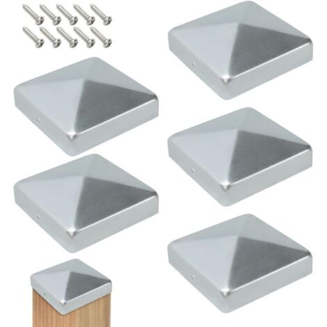 Set mit 5 Zaunpfostenkappen 9,1 x 9,1 cm – Pyramidenkappen für verzinkte Holzpfosten