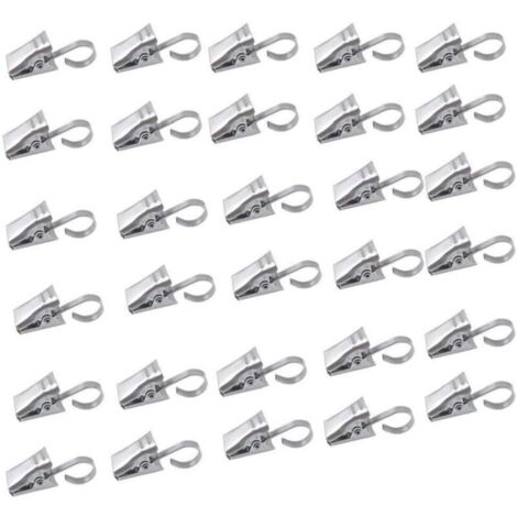 Set mit 50 Duschvorhanghaken aus Edelstahl mit Clips, Heimdekoration, silberfarben.