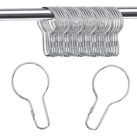 Set mit 50 Gardinenhaken, Edelstahl, silber