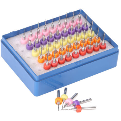 Set mit 50 Hartmetall-Mikrobohrern (0,5 + 0,6 + 0,7 + 0,8 + 0,9 mm), Leiterplatten-Gravurwerkzeug, Farbe zufällig