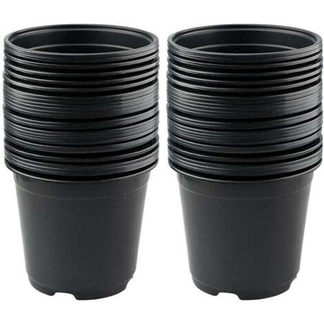 Set mit 50 schwarzen Kunststoff-Blumentöpfen, 15 cm, für Sukkulenten, Gemüse und Stecklinge