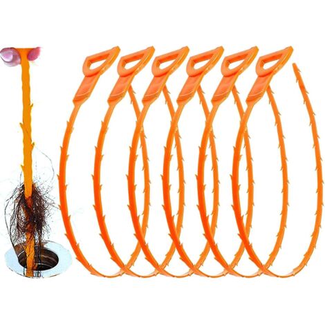 Set mit 6 Abflussreinigungshaken (orange)