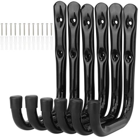 Set mit 6 Aufbewahrungshaken für 17 cm Garagenleiter, robuste Wandhalterung für Klappstühle, Fahrräder, Elektrowerkzeuge, Gartenschläuche (19 cm x 17 cm)