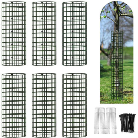 Set mit 6 Baumstammschutzgittern aus Stahl, inklusive 12 Heringen und 50 Befestigungselementen – Garten und Terrasse