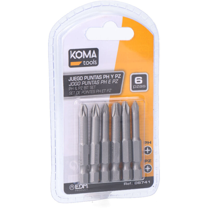 Image of Koma Tools - Set mit 6 Bits ph 1-2-3 pz 1-2-3 x 50mm Koma Werkzeuge 08741