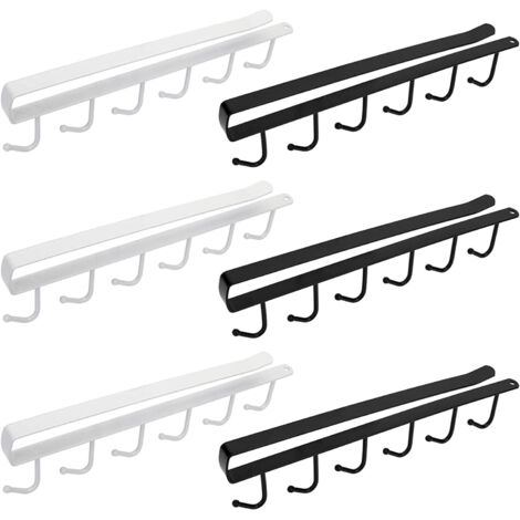 Set mit 6 bohrfreien Haken für Tassen, Küchenutensilien, Bad und Ankleidezimmer, max. Dicke 2,5 cm
