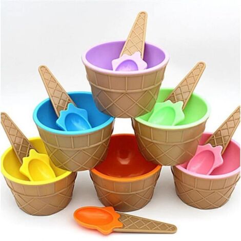 Set mit 6 bonbonfarbenen Eiskugeln – Rosa, Himmelblau, Orange, Hellgrün, Lila und Gelb