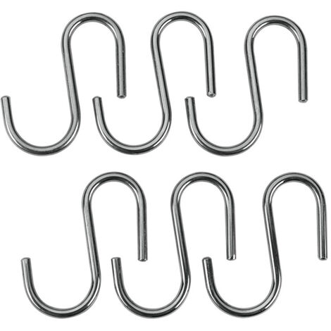 Set mit 6 Chrom-Lonardo-Haken „S“, 6,5 cm, Metaltex