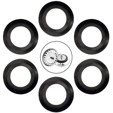 Set mit 6 Dichtungen für Küchenspülen, Elastomerdichtung für Filterkörbe, Außendurchmesser 56 mm, Innendurchmesser 34 mm, Spülenzubehör, Ersatzdichtung für Küchenspülenfilter (