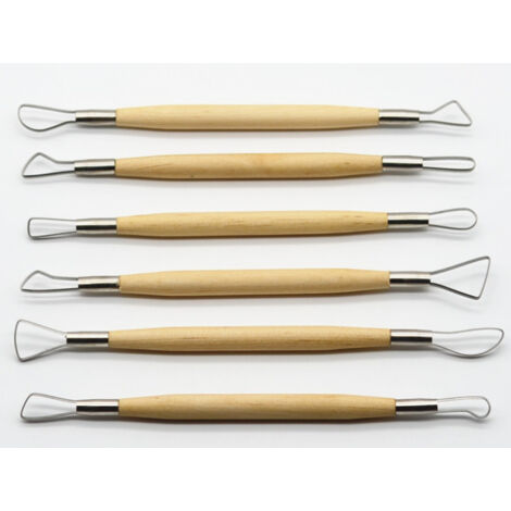 Set mit 6 doppelseitigen Edelstahlschabern für Töpferarbeiten, Tonarbeiten, Bildhauerei und ölbasierte Schnitzwerkzeuge – 20 cm