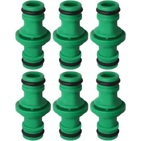 Set mit 6 doppelseitigen Schlauchverbindern, grüne Verbinder für Gartenschläuche und Autowaschanlagen