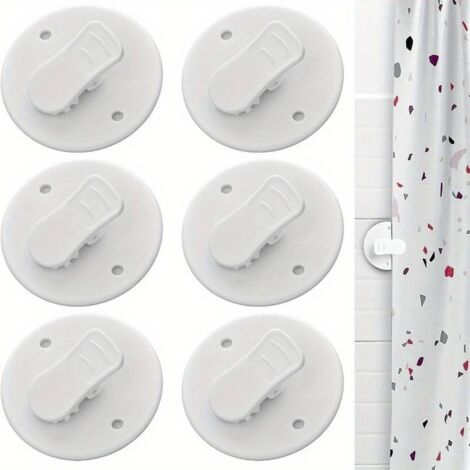Set mit 6 Duschvorhangclips, selbstklebende Spritzschutzclips für Duschvorhänge, Befestigungsmaterial für Duschvorhänge und andere Vorhänge...