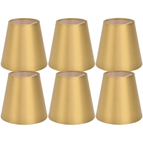Set mit 6 E14-Stofflampenschirmen für Tisch- oder Deckenlampen, goldfarben PX153