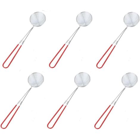Set mit 6 Edelstahl-Schaumschöpfern mit langen Griffen, Sieben für italienische Pasta, Küchenzubehör zum Braten