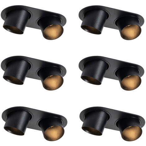 Set mit 6 Einbauspots schwarz GU10 50mm 2-flammig - Installa