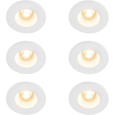 Set mit 6 Einbauspots weiß 13 cm rund - Gypsy Stucco