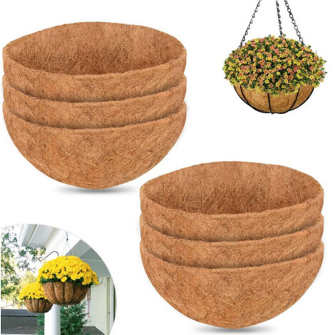 Set mit 6 Einsätzen aus natürlicher Kokosfaser (35,5 cm Durchmesser) für runde Hängeampeln und -körbe. Ersatzeinsätze für Hängeampeln, Blumen und Gemüse (35,5 cm – 6 Stück).