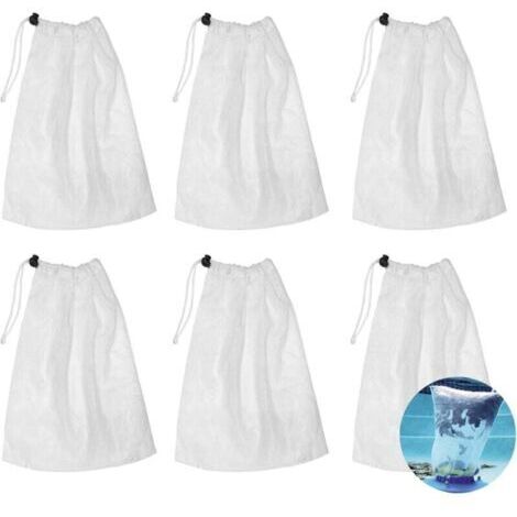 Set mit 6 Ersatz-Auffangbeuteln aus Netzgewebe mit Zugband für Swimmingpool-Staubsauger zur Aufnahme von Blättern und kleinem Schmutz, 32 × 22 cm