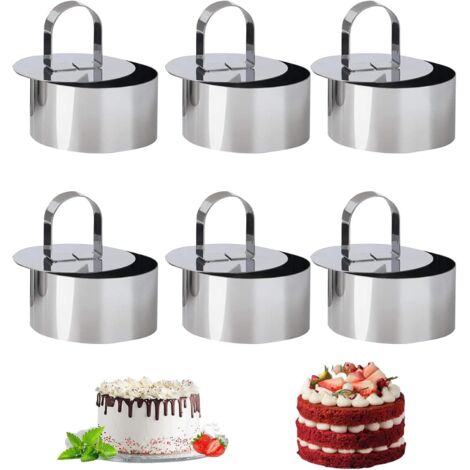 Set mit 6 Gebäckringen, Ausstechformen, Kuchenformen, Backringen aus Edelstahl, Mousseformen, Dessertringen