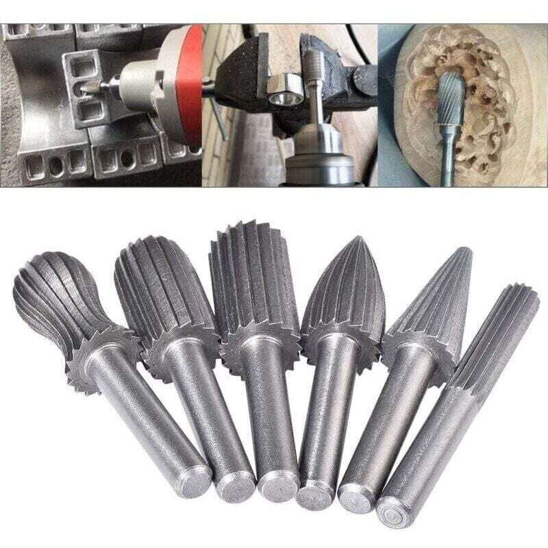 Image of Set mit 6 Hartmetall-Rotationsfräsern – Doppelschnitt – 6-mm-Schaft – Feil-/Gravur-/Schleifspitzen