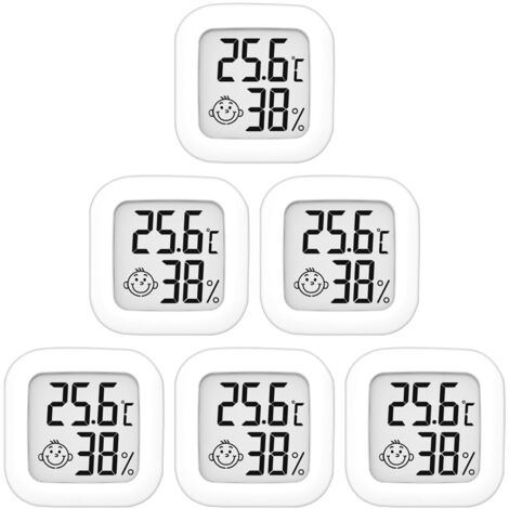 Set mit 6 hochpräzisen Thermometern und Hygrometern für den Innenbereich – 10 °C bis 70 °C – Für Babyzimmer, Wohnzimmer, Büro, Gewächshaus