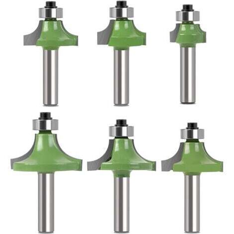 Set mit 6 Holzfräser 8 mm, Viertelstabfräser mit 8 mm Schaft, Fräser für Holzbearbeitung, Abrundfräser für Holzarbeiten
