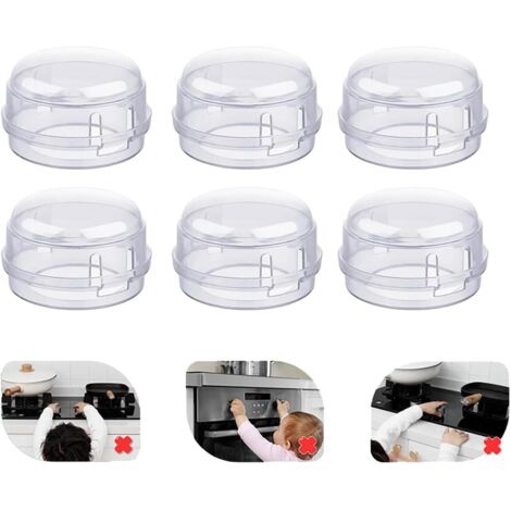Set mit 6 Kindersicherungen für Herdknöpfe, Babyschutz (weiß)