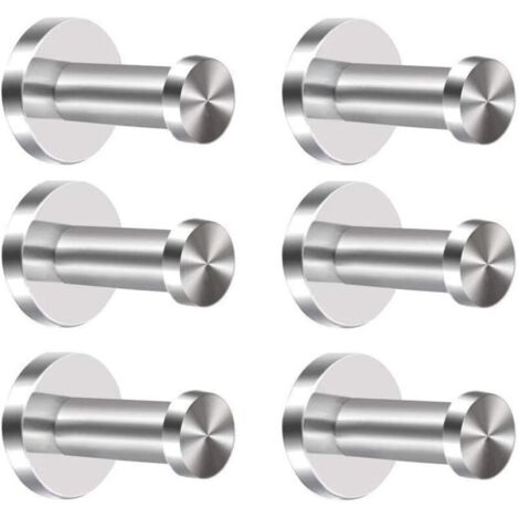 Set mit 6 Kleiderhaken aus Edelstahl, Handtuchhaken zur Wandmontage in Chrom