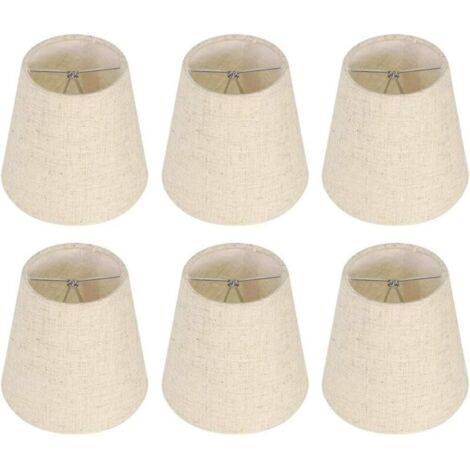 Set mit 6 Lampenschirmen aus Jute – Beige, zylinderförmig, 8,9 x 14 x 13,2 cm – Kompatibel mit E14-Leuchtmitteln – Einfache Montage